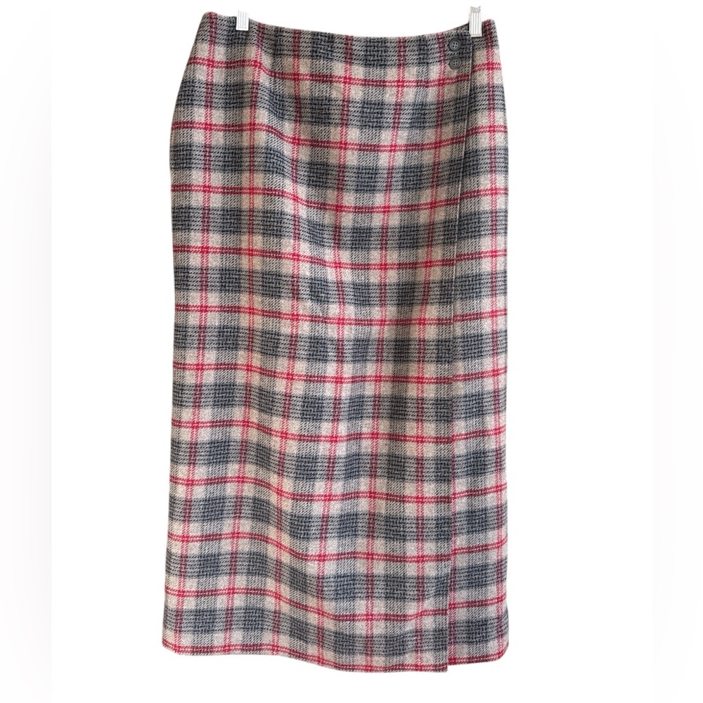 VINTAGE Talbots Wrap Maxi Skirt Plaid Lined Tartan Blanket Wool